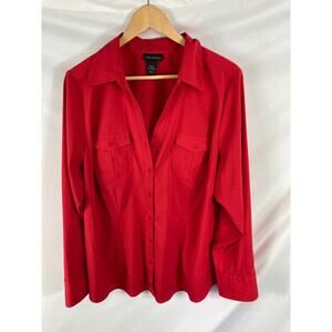 Lane Bryant Red Button Up Shirt Size 18/20